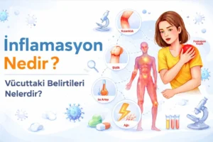Ana Sayfa 21 İnflamasyon nedir sorusunu anlatan, vücutta kızarıklık, şişlik, ısı artışı ve ağrı belirtilerini gösteren tıbbi illüstrasyon